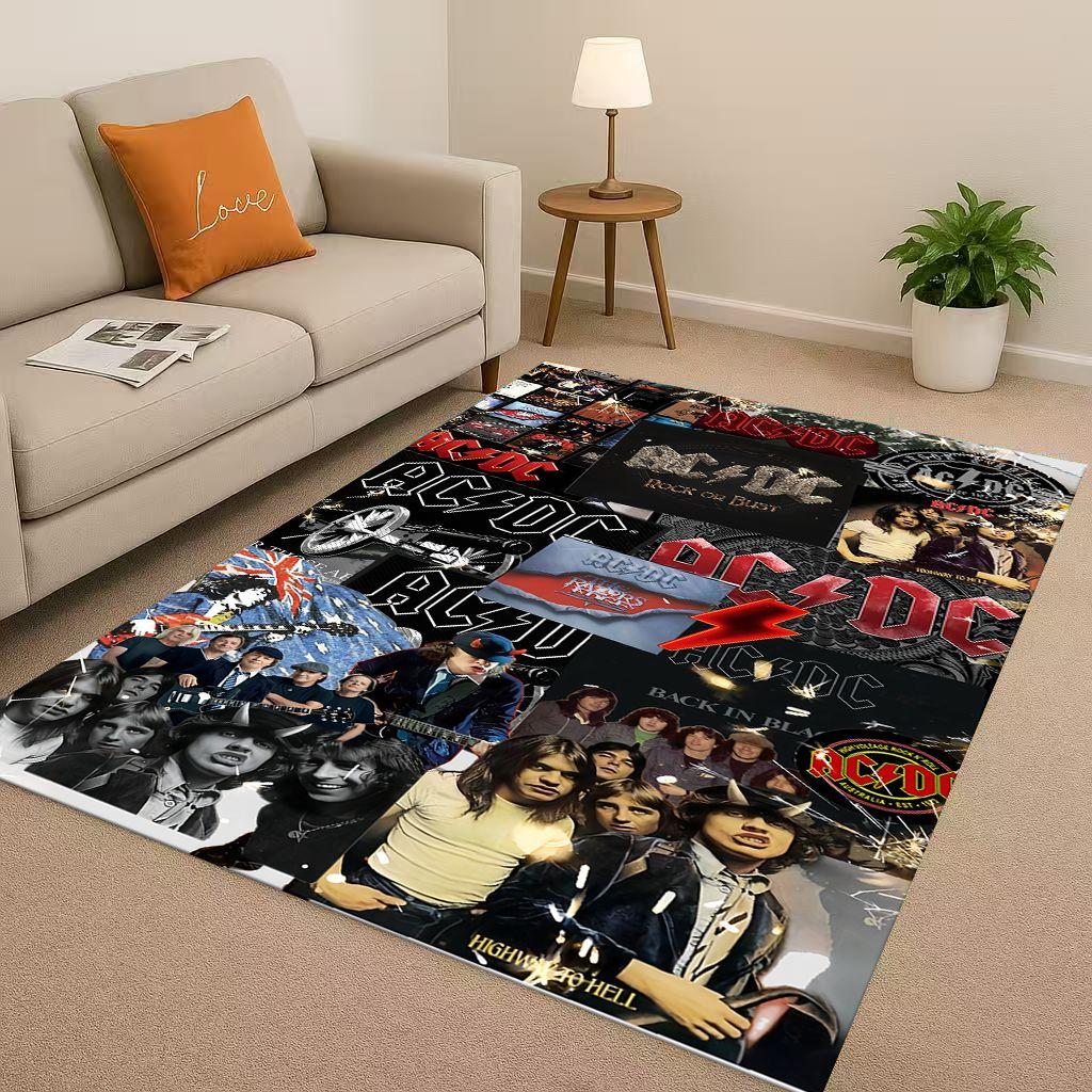 HD A ACDC Rock Band Brian Music Catoon Living Room Non Slip Area Rug Soft Carpet for Bedroom Playroom Sofa,Home Decor Doormat