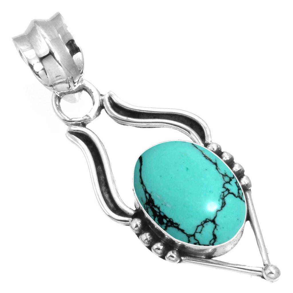 925 Sterling Silver Pendant Women Gemstone Handmade Jewelry Halloween Gift Blue Green Purple Copper Turquoise Pearl Lapis Mother Of Pearl Costume