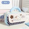 Large Capacity Embroidered Puppy Pencil Case Handheld 5 Layer Cartoon Pen Bag Zipper Closure Multi-functional