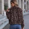 Women's Faux Fur Jackets Fluffy Fuzzy Warm Winter Jackets Zipper Up Teddy Coat Long Sleeve Outwear with Pockets Leopard Print Fleece Jackets for Women