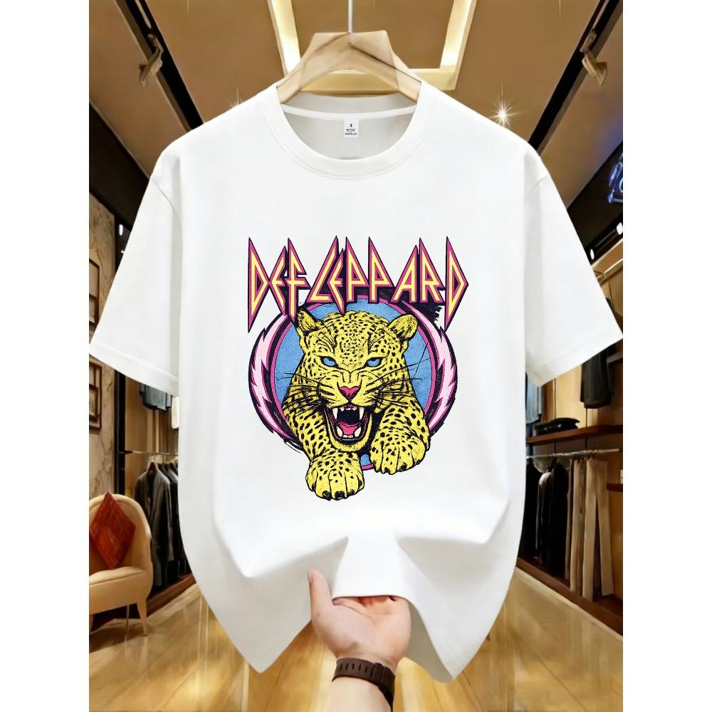 Def Leppard Adrenalize Leopardo Maglietta da Uomo Manica Corta Y2k Oversize Tee Streetwear Popolare Top Vintage