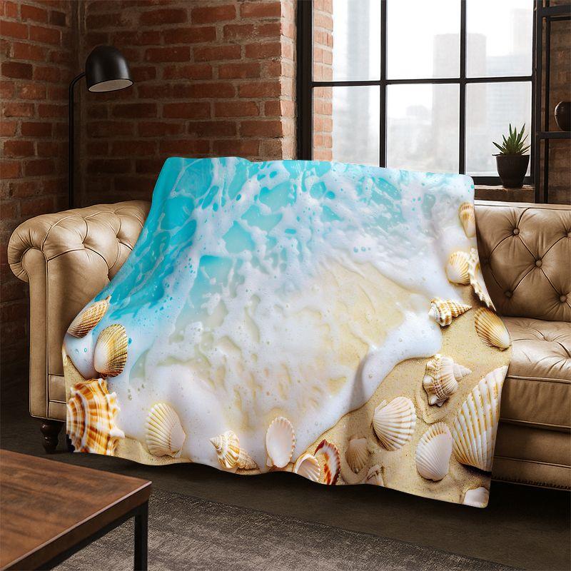 Starfish Beach Sand Shell Sea Star Flannel Blanket Soft Warm Throw Blanket for Bedroom Living Room Bed Travel Camping Picnic kid