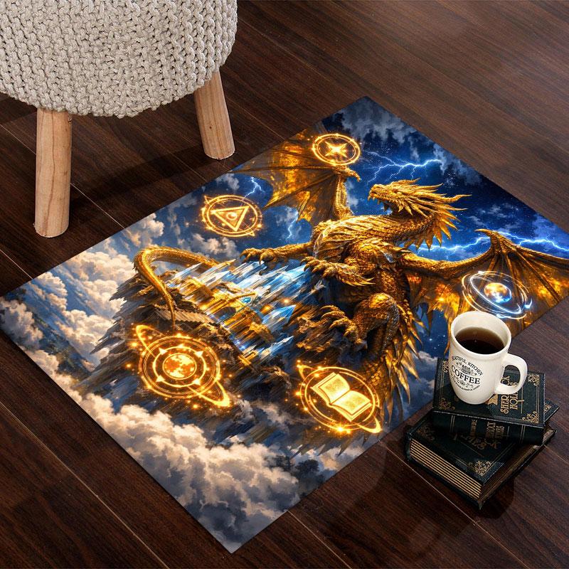 Golden Dragon Magic Castle Carpet Living Room And Bedroom Mats Printing Art Christmas Gifts Office Chair Cushion