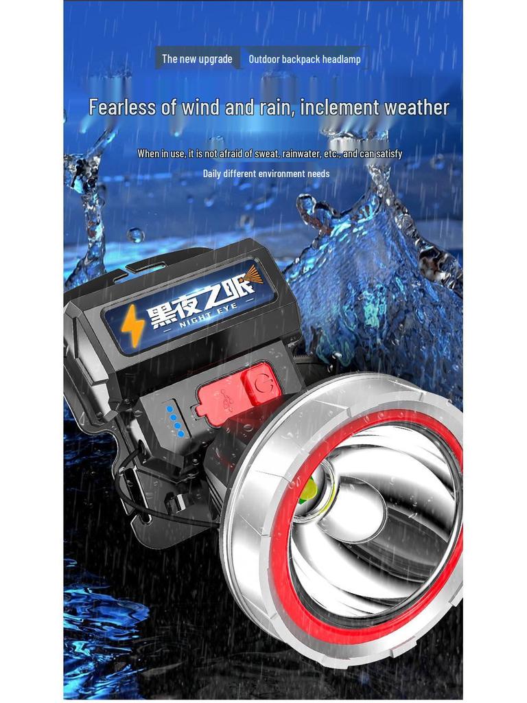 High-Intensity LED Headlamp with Long-Lasting Lithium Battery - Super Bright, Rechargeable Outdoor Fishing and Mining Light