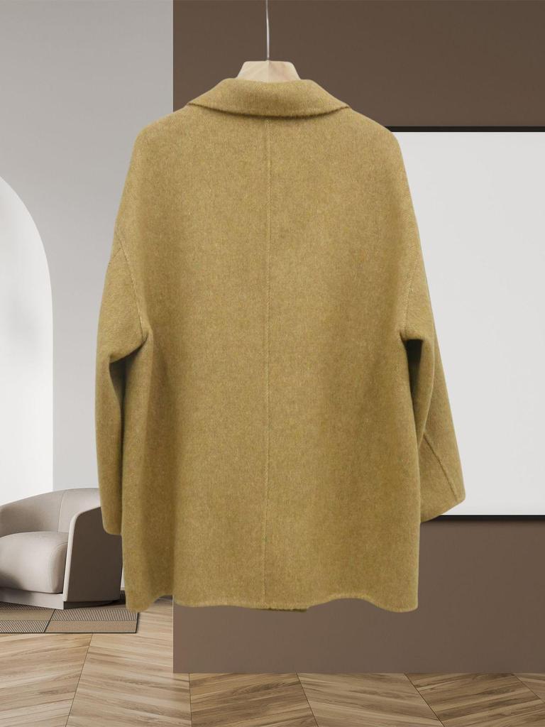 Women's Mid-Length Double-Breasted Wool Coat - 2025 Autumn/Winter Collection, Suit Collar, Commuting Style