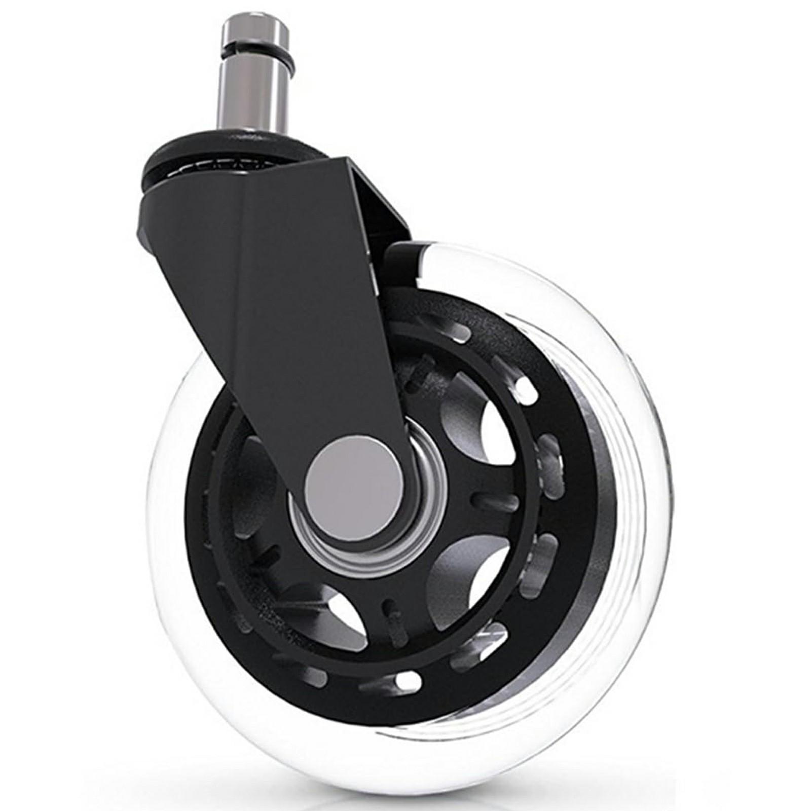 Chair Caster Wheels 3 inch Silent Transparent Roller Wheels Replacement for Office Home Chair A