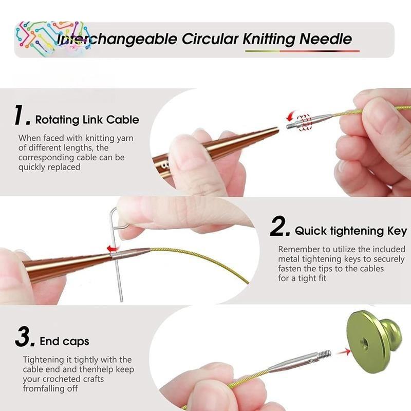 13 Pairs Interchangeable Circular Knitting Needles Set 3mm-10mm Circular Knitting Needles Knitting & Crochet Weaving Supplies