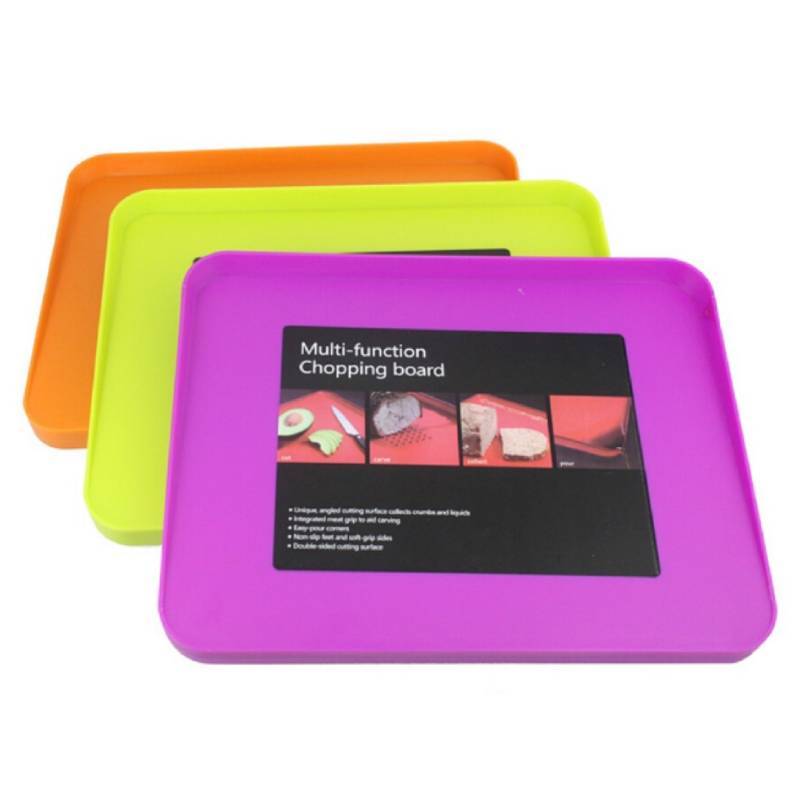 Plastic Doublesided Colorful Cutting Board With Nonslip Surface For Kitchen Storage And Food Prep
