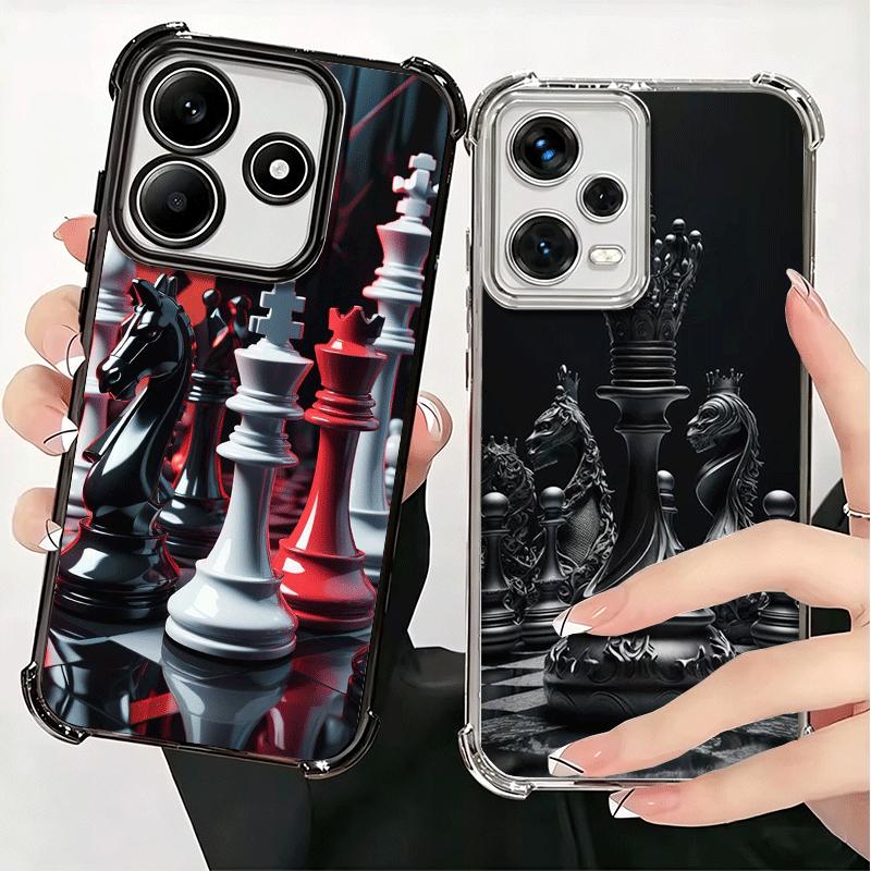 Competitive Chess Game Plating Phone Case For Xiaomi Redmi Note 14 15 Pro Plus 13 12 11 11S 11T 10 9S 9 5G Anti-Fall Airabag Cov