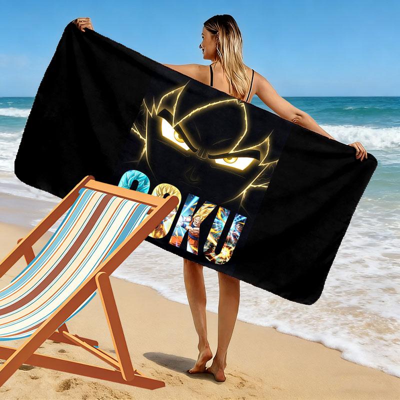 Son Goku Print Beach Towel, Large Soft Quick Dry Towel for Beach Camping Swimming