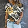Fashionable Tees Minimalist 3D Print Pattern Women's T Shirt Round Neck Short Sleeved Top