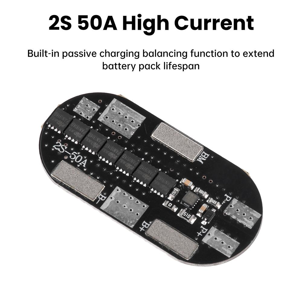 2S 50A Battery Protection Board 3.7V Low Power Consumption with Passive Balancing Reverse Connection Protection for 21700 Fan