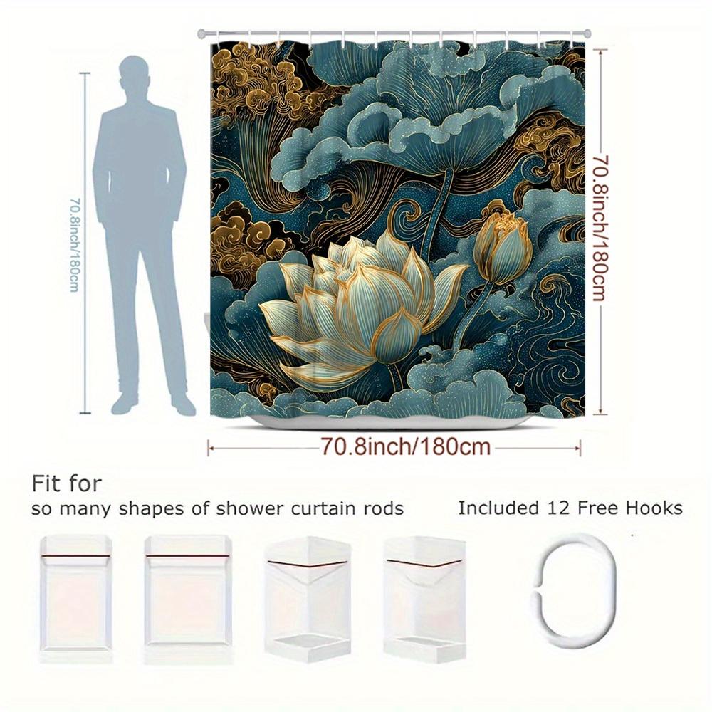 1pc Lotus Pattern Shower Curtain Mysterious And Artistic Home Bathroom Decoration Exquisite Bathtub Partition Hanging Curtain