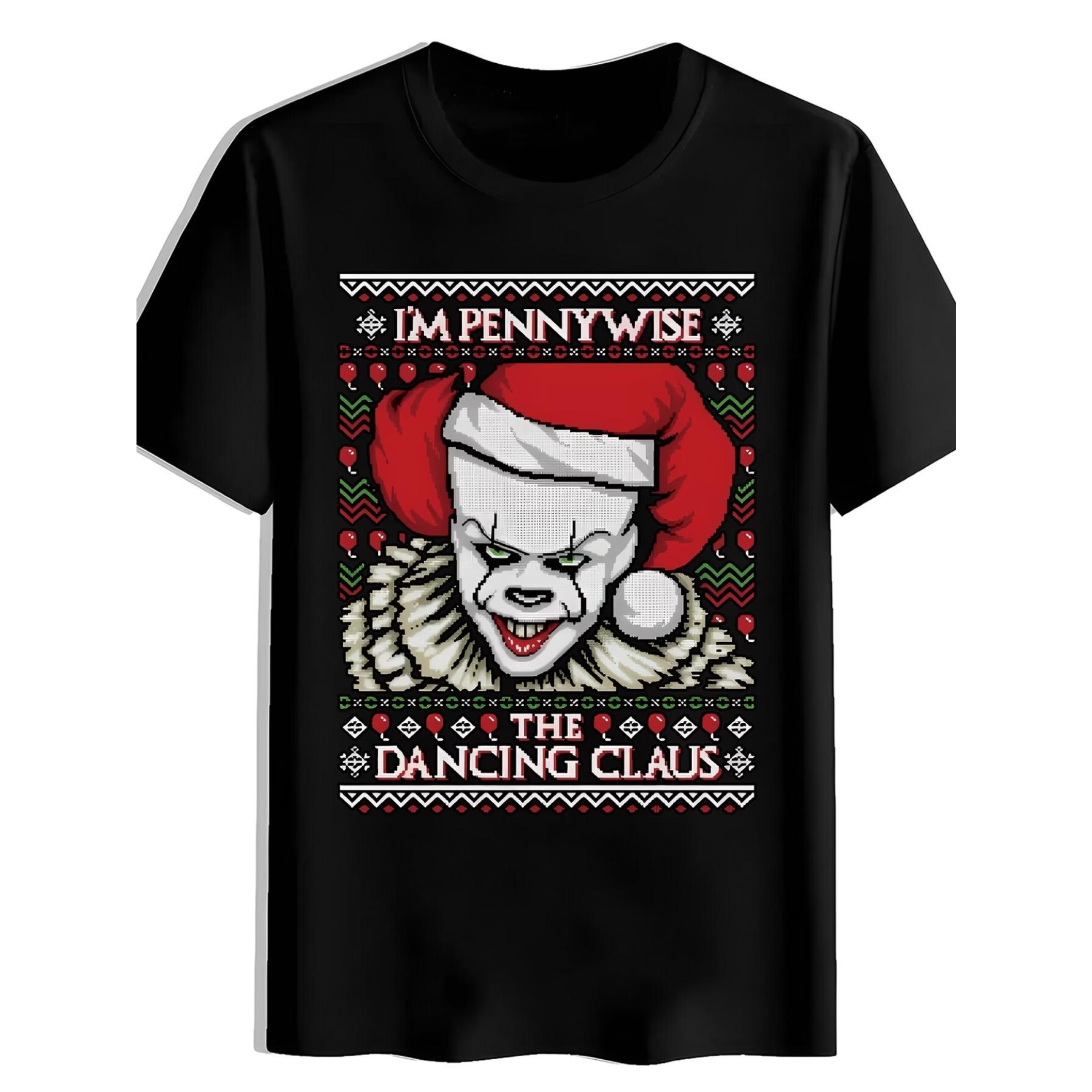 

A Pixel Art Style Cartoon Character Christmas Hat Print T-Shirt, Suitable for Summer, Versatile, Sporty, Trendy Short-Sleeve Round-Neck T-Shirt XXL чорний