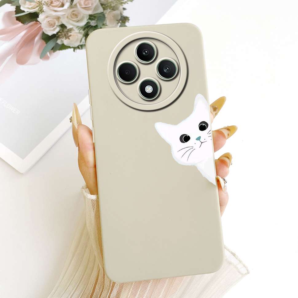 For OPPO Reno 12F 5G Case Clear Cute Cat OPPO Reno12 F Reno12F Reno 12 F 5G CPH2637 Shockproof Soft Phone Cover Full Protector