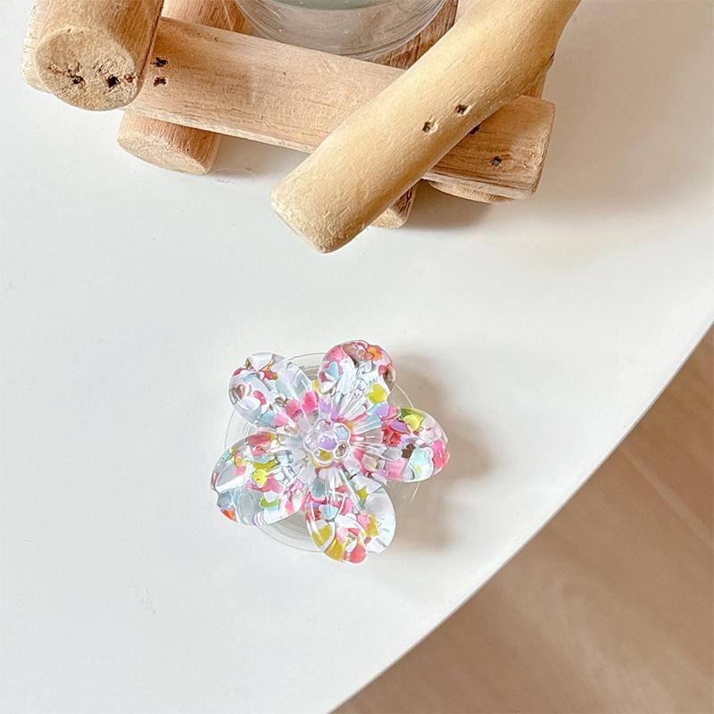 

Glitter Sequins Three-Dimensional Flowers Mobile Phone Airbag Bracket Paste Ring Desktop Lazy Watching Drama Girl Heart