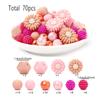 70Pcs Silicone Baby Teething Bead Set Daisy Hexagonal Shape Beads Food Grade for Newborn Diy Pacifier Chain Necklace Accessories