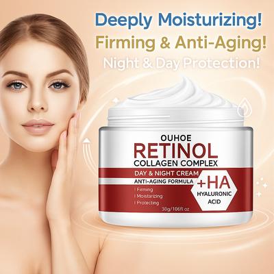 Retinol-Kollagen-Komplex-Tages- und Nachtcreme mit Hyaluronsäure, tief feuchtigkeitsspendende und straffende Haut für die tägliche Gesichtspflege
