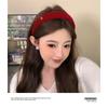 Red Velvet Wide Headband Women High Cranial Top Hair Hoop Elegant Versatile Outdoor Pressure Hair Band Autumn Winter Fashion Hair Accessories