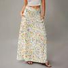Damen Lässig Freizeit Faltbar Blumenmuster Hohe Taille Mit Tasche Drapierter Entspannter Langer Maxi-Rock