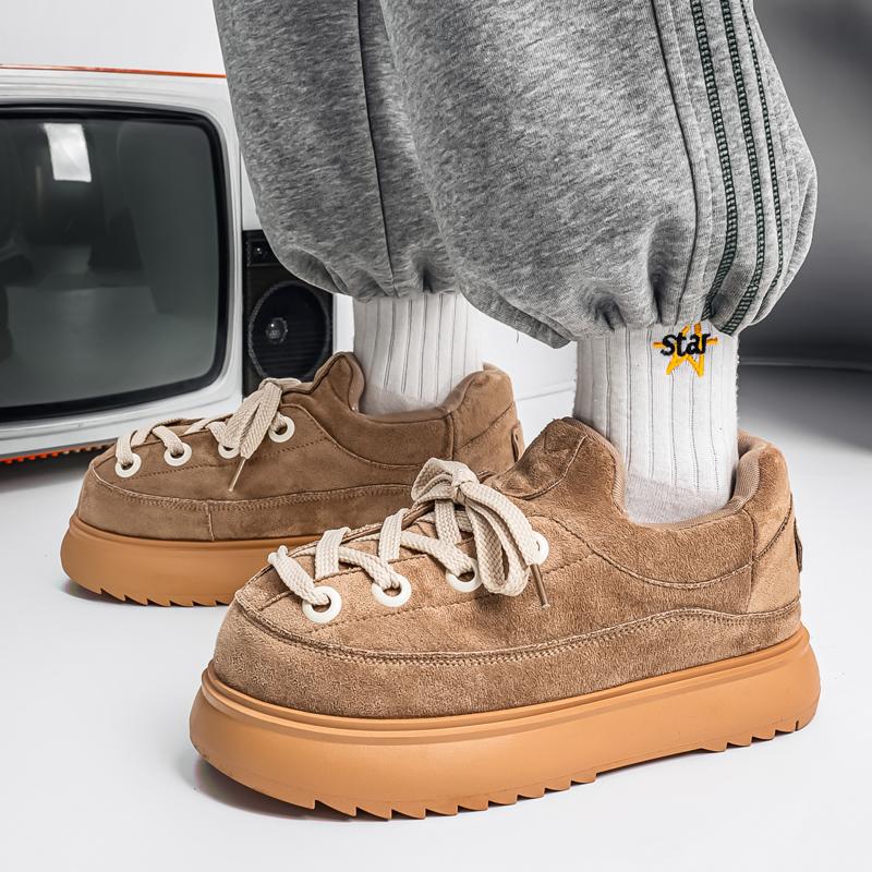Men Flats Platform Shoes Suede Trend Sneakers 2026 Winter Casual New Loafers Casual Sport Shoes Walking Lace Up Zapatos Mujer