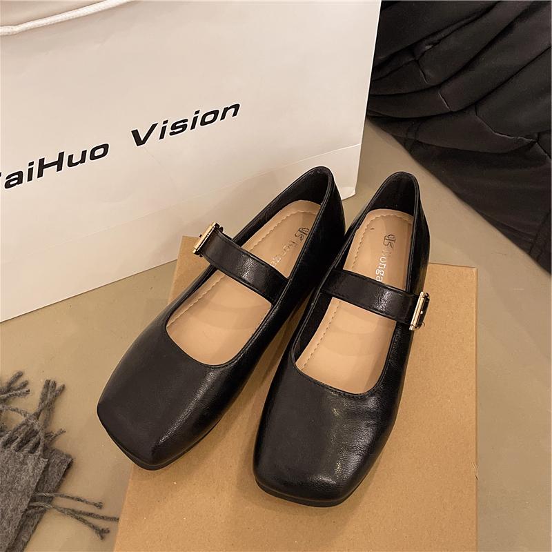 Mode 2025 Höstmode Platta Ballerinaskor Dam Grunda Balett Läder Rund Tå Kvinnlig Ballerina Mjuka Mockasiner Mary Janes Skor