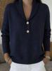 European & American Cross-Stitch Button Polo Collar Sweater - Autumn/Winter Casual Women's Fashion 2026