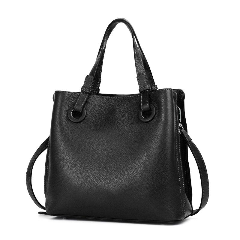 Genuine Leather Women s Bag 2026 New Atmosphere Crossbody Bucket Wrap Head Layer Cowhide Bag Women s Handbag чёрный