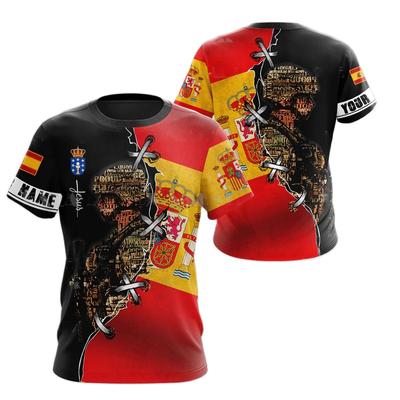 SPAIN Military Green Tactics T-Shirt National Emblem Printed 3D Men's T-Shirt O-Neck Short Sleeve Clothing Loose Shirt For Men
