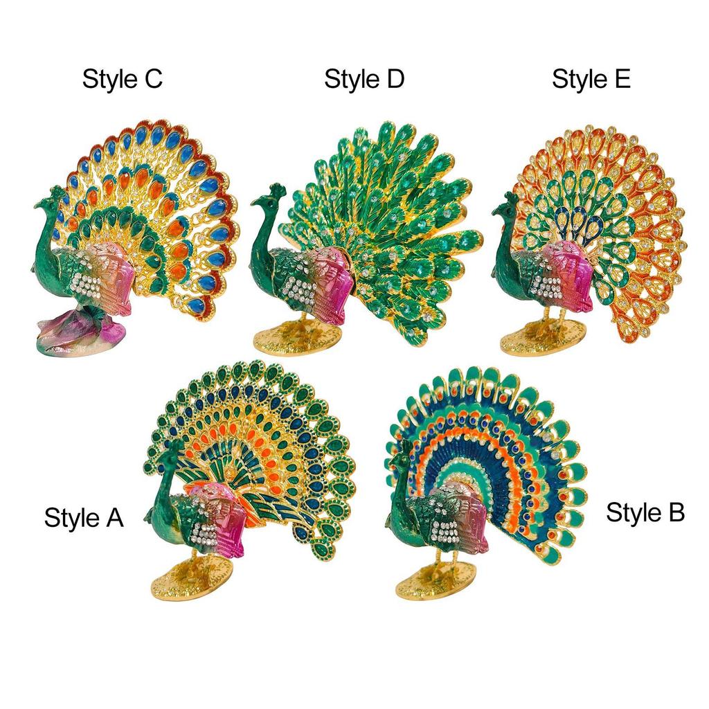 Peacock Statue Crafts Antique Collectible Realistic Display Modern Decorative Ornament for Desk Backyard Office Hotel Indoor