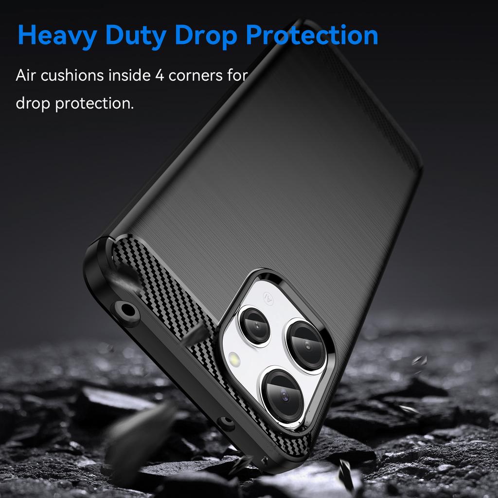 For Xiaomi Redmi 12 5G (Global)/Poco M6 Pro 5G Carbon Fiber Texture Phone Case Soft TPU Brushed Back Cover