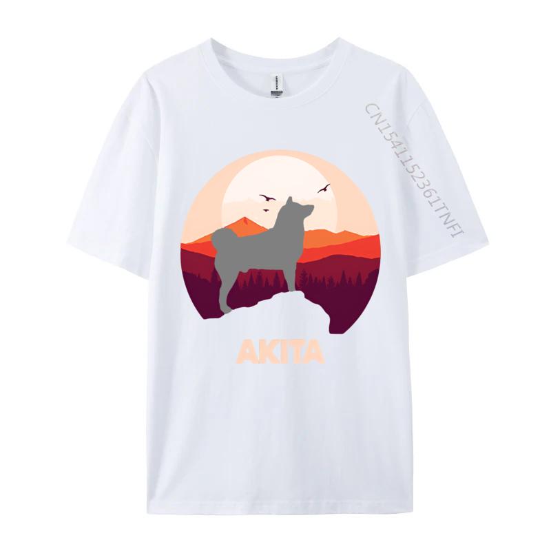 Normcore Akita And Moon Halloween Tshirt Vintage Black Top Tshirts Family Tops Shirts Cotton Mens England Style