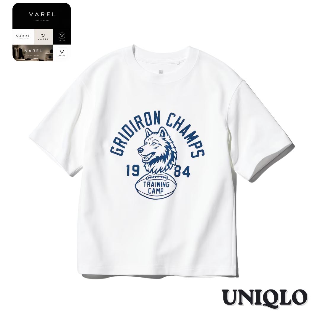 UNIQLO 483415 AIRism Cotton Graphic Crew Neck T-Shirt OFF WHITE Kids Japan 100 покинуть белый