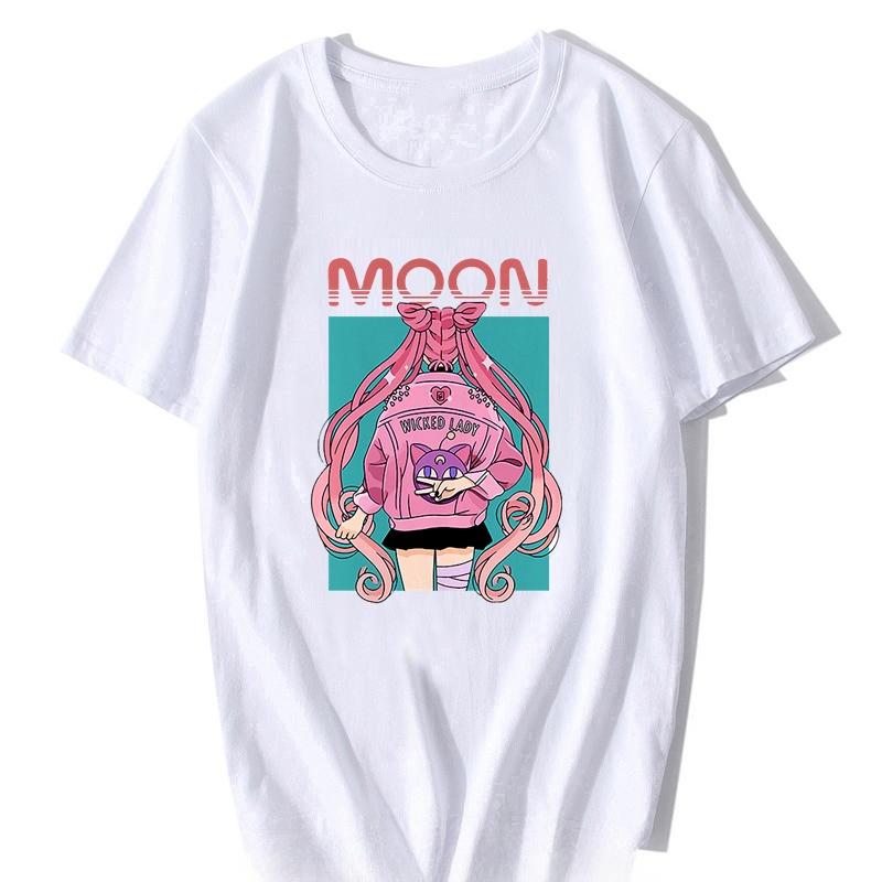 

Летнее хлопковое уличное платье Матроска Цукино Усаги Забавная аниме-футболка Повседневная модная футболка Харадзюку с коротким рукавом Футболка с мангой 4XL