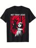 Men'S Gothic Graphic T-Shirt - _Not Today Jesus_ with Distressed Red Print Casual Round Neck Tee for Outdoor & Family Wear Gothi