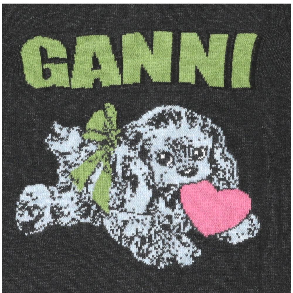 Ganni Puppy Logo Wool Mix Knit K2597 252