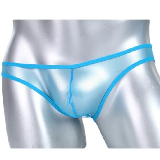 Men Sexy See-Through Mesh Solid Color T-Back Thong Briefs Low Rise Underwear