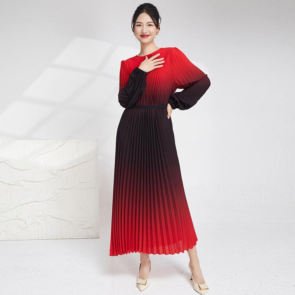 European & American Gradient Elegant Evening Dress: Loose, Tie-up Slimming Long Skirt for Women