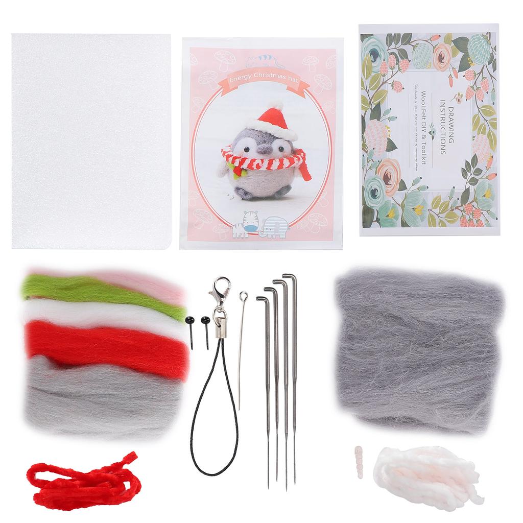 Nadelfilz-Set Wollfilz-Zubehör Niedliche Tier-Plüschpuppe DIY Bastelmaterial 112# Energie Weihnachts-Hut