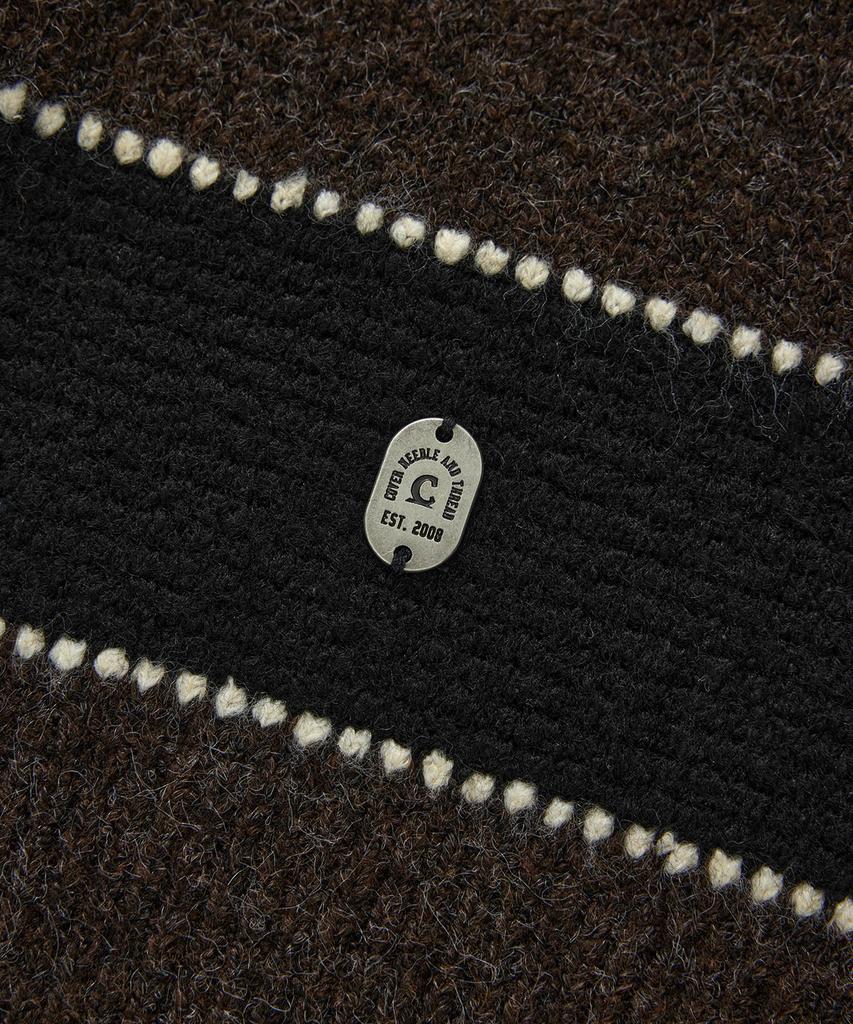 COVERNAT Striped Collar Knit Brown