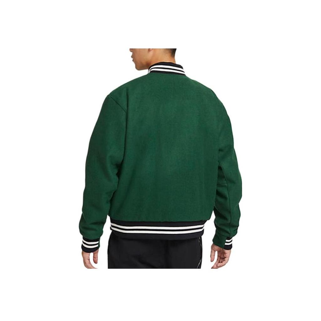 Nike Logo Print Striped Single-Breasted Baseball Jacket Men Outerwear Green DQ5011-341