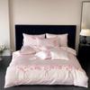 High-Thread-Count Floral Embroidery Cotton 4-Piece Towel and Bedding Set