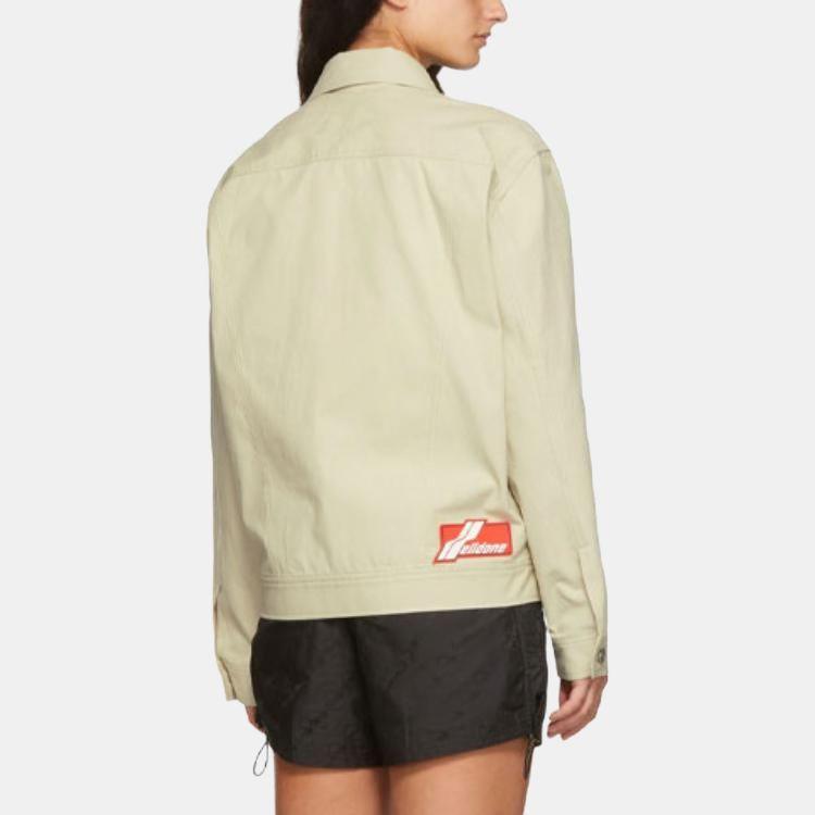 We11done Ss22 Spray Logo Geometric Pattern Vintage Denim Jacket Unisex Jacket Khaki WD-JK1-22-127-U-BG