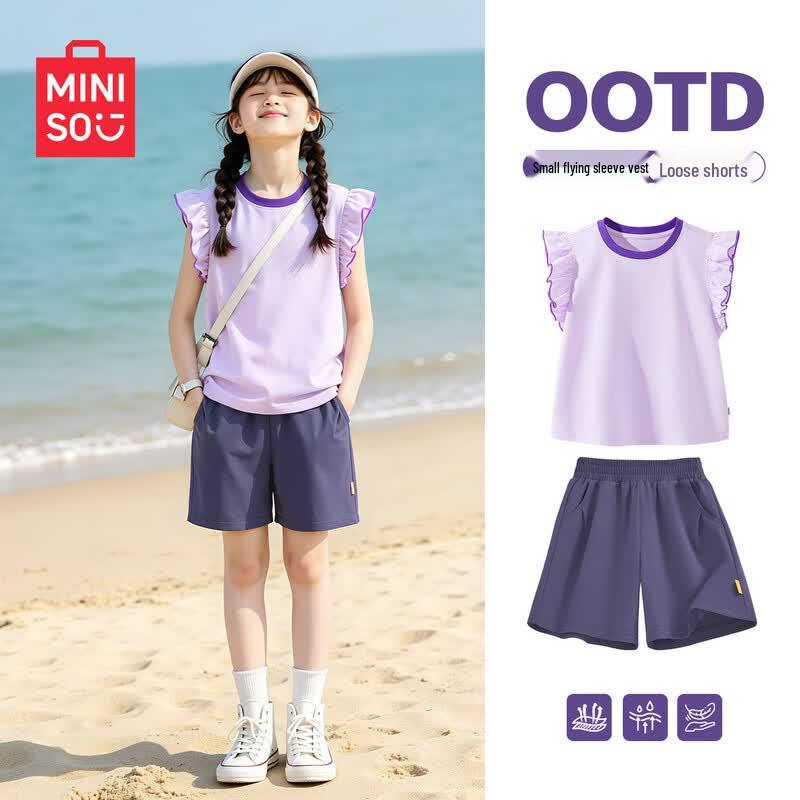 MINISO Girls' Korean Style Cotton Summer Set