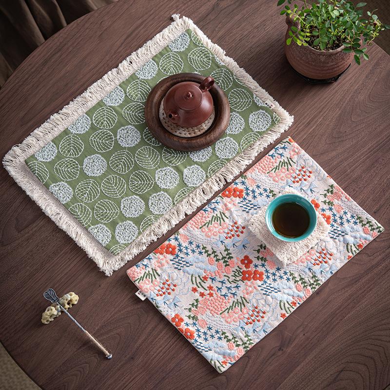 Handmade Stitchwork Flower Sea Leaf Tea Table Mats Creative Drink Coaster Household Dinner Table Cloth Mat For Tea Ornaments