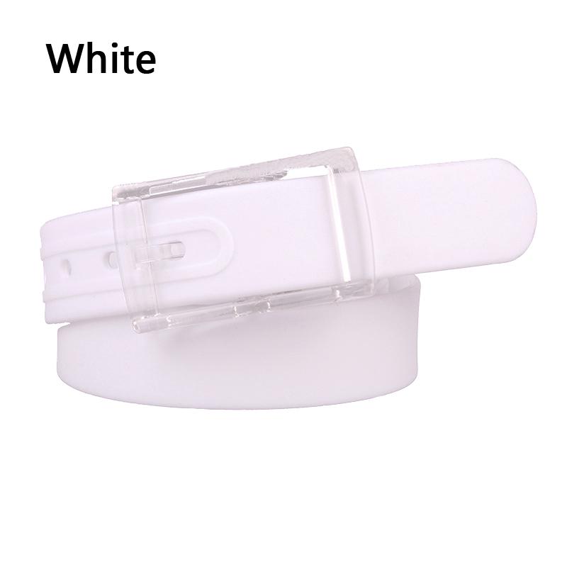 Women Men Belt Adjustable Silicone Candy Color Jelly Rubber Waistband Plastic Buckle