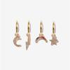 New Arrived Cute Lovely Fashion Women Jewelry Set of 4 Pcs Cz Moon Star Flash Lightning Dangle Earring