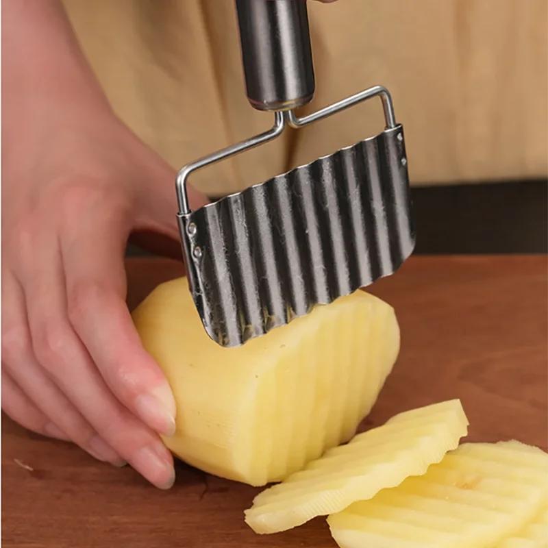 1pc-Stainless Steel Spike Potato Cutting Multifunctional Home Kitchen Vegetable Cutter French Fries Wave Knife Fancy Slicer