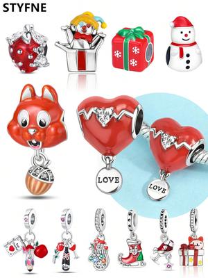 Charms Plata Copper Colors Christmas Gift Strawberry Boots Bead Pendant For Original Bracelet For Women Diy Jewelry Love Gift