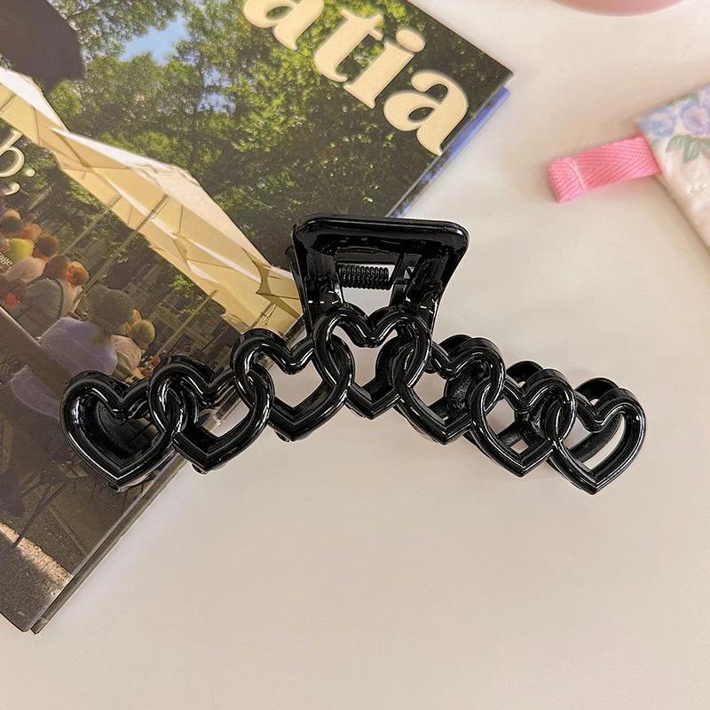 2025 New Y2k Dopamine Girl Fashion Pink Color Hollow Geometric Star Heart Hair Clips Women Hair Claw Cross Headband Shark Clip